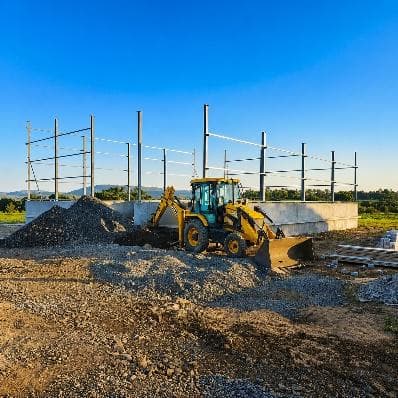 Structural steel columns being erected