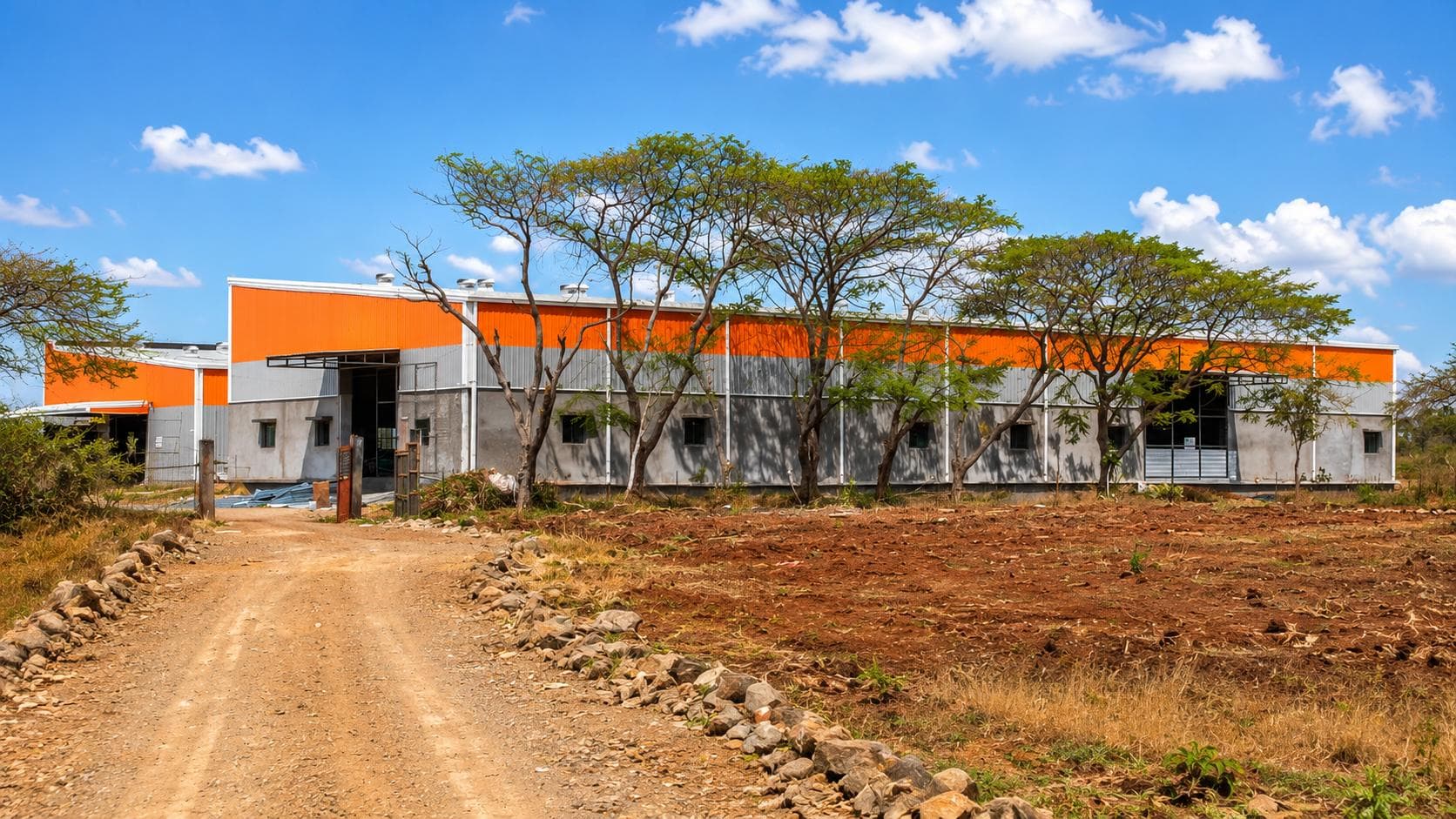 Chips factory building with orange facade
