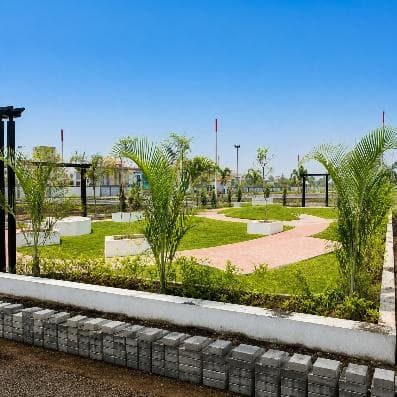 Landscaped garden with lighting