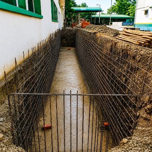 Drainage trench with reinforcement