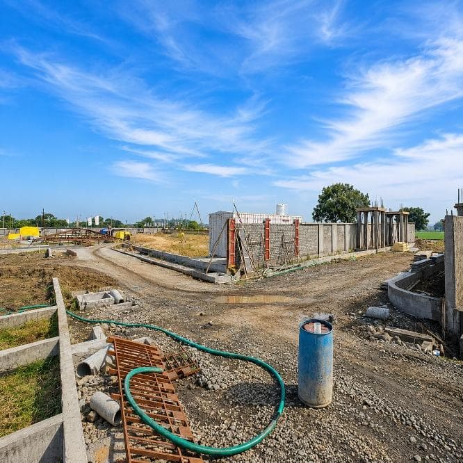 Boundary wall and site works in progress