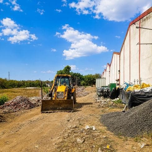 Machinery on the factory road works