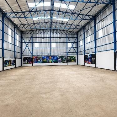 Interior shed before turf installation